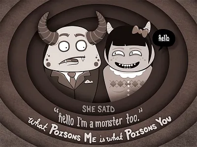 Looney Monsters character hello horn illustration looney monster poison toons