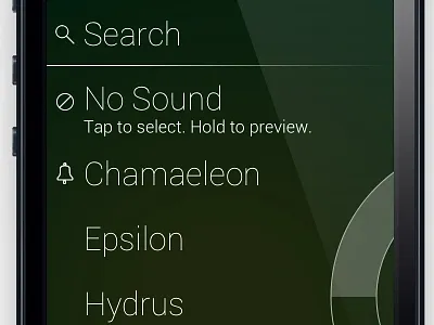 Select A Sound list select sound