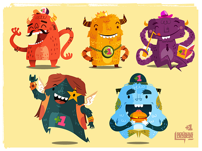 Skim Monsters characters funny happy monsters skim weird