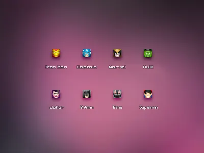 16px Super Heros Icons1 16px blueant heros icon ironman joker