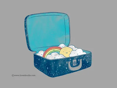 Always Bring Your Own Sunshine fun happy illustration luggage poster print rainbow smile sun sunshine t shirt travel warm weather