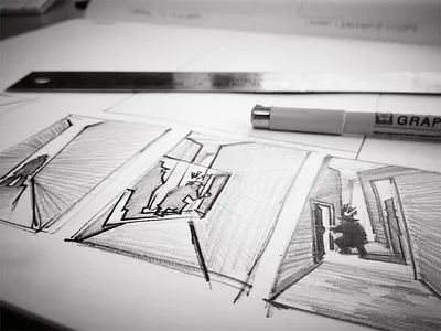 Drafting Fraud fraud illustration noir sketches