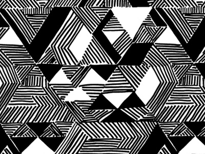 Triangle Party black and white hand drawn pattern print textile triangles