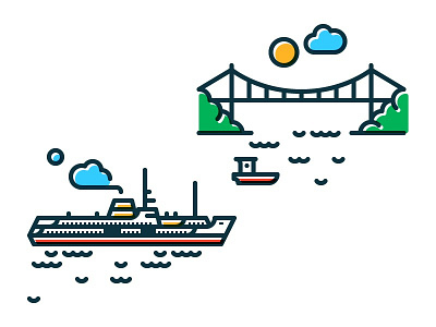 Ferry & Bosphorus Bridge boat bogazici bosphours bridge feribot ferry icon illustration istanbul kopru stratit symbolicistanbul symbolicities turkey turkiye vapur