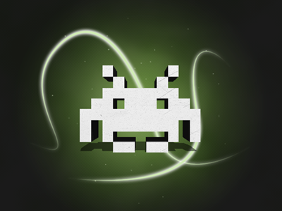 Space Invaders 3d artwork glow invaders space