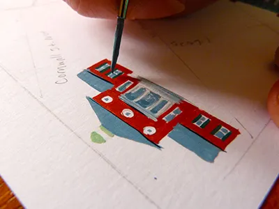 Library design illustration map paint real