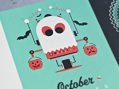 Roboghost calendar character ghost poster print robot screen print