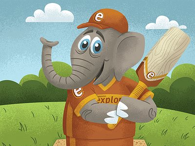 Elephant animal bat cricket editorial elephant illustration sports texture
