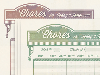 Chore Charts green purple vintage feel weekly chore charts