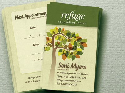 Business/Appointment Cards {2} appointment cards business cards creamy script refuge counseling center therapy