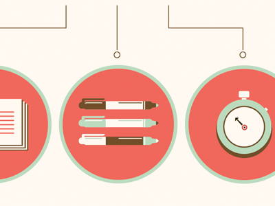 First Draft icons lines markers pens stopwatch vintage