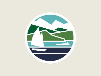 City of Port Angeles boat illustration mountains water