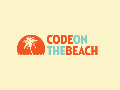 codeonthebeach beach blue logo orange summer typography water
