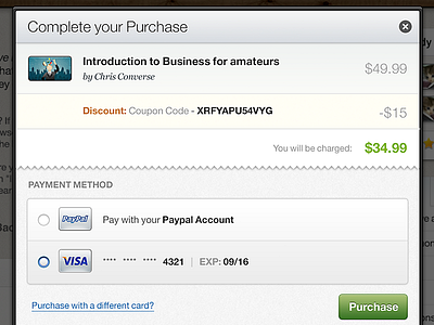 Purchase Course buy credit card modal noise payment paypal purchase receipt udemy v3 visa zigzag