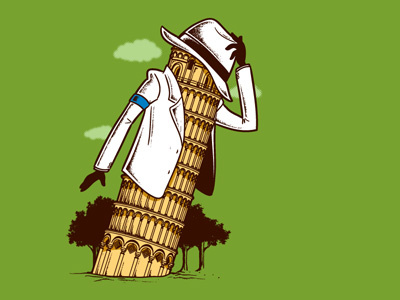 Lean art building character design chow hon lam cute dancing design flying mouse flying mouse 365 funny iconic.pop king illustration italy lean tower lol michael jackson paris pop star t shirt tee witty
