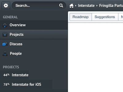 Sidebar breadcrumb icons interstate interstateapp navigation search sidebar