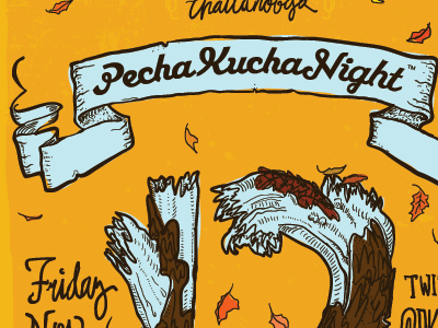 Pecha Kucha Poster autumn drawing event fall illustration illustrator leaves pecha kucha poster