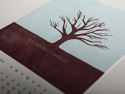 Death is the beginning of something great calendar dead death distressed fuck yeah grunge illustration letterpress ohio paperreka saa tree