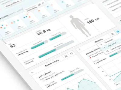 Patient Record Dashboard Preview bar blue chart dashboard data diagram guage health medical panel panels record shadow tooltip ui user interface
