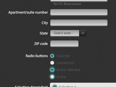 Dark Form Elements dark dropdown form form design form field form ui forms radio button