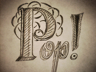 Pop 3d black and white calligraphy drawing exclamation hand drawn handmade paper pencil serif shadow text type typography