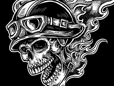 Skull Racer Illustration americana art biker castle derrick derrick castle design drawing graphic design illustration nashville nashvillemafia skeleton skull straw castle tattoo