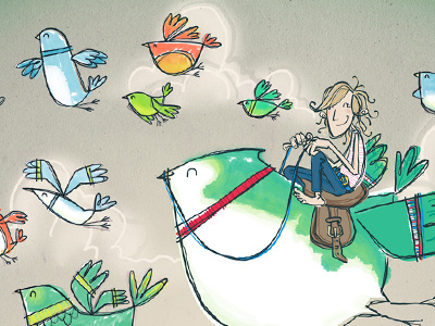 My birds and me birds character flying illustration illustrator self portrait sky