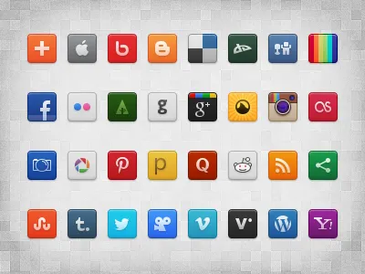 Social Icon Set (Freebie) 32px icons dribbble facebook freebie google instagram pinterest pixel perfect psd social icon set twitter vector youtube