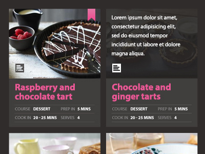 Recipe listing UI recipes responsive ui user interface website design