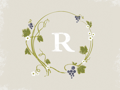 Invite grapes illustartion initial vineyard wedding