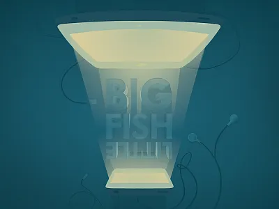 Big Fish Little Fish cables dark devices earphones emit handheld illustration ipad iphone light resolution screen screens shine typography