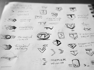 Terminal Velocity black exploration i.t logo mark period sketch speed terminal velocity white