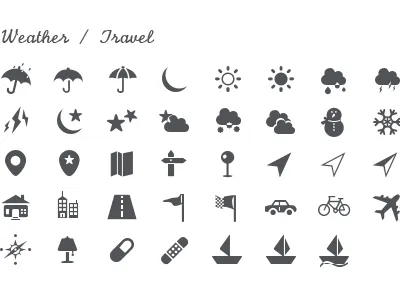 Simplicons - Weather / Travel app collection glyphs huge icons simple simplicons travel weather web
