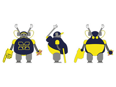 Robot character design football illustration michigan robot