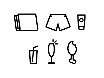 Beach, Summer, Food, Drinks beach drinks food icons minimalistic summer