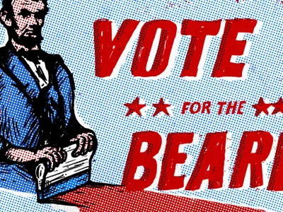 Vote For The Beard abe beard half tone little mountain supply co lmsco screen print vote