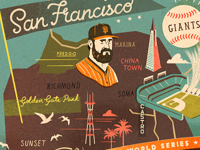 World Series Champs baseball champions giants map san francisco sf world series