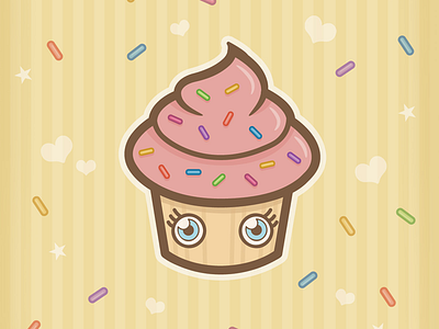 Cupcake character cupcake eyes illustration mob neon pink sprinkle vector yellow