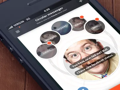 Circular messenger 5 app butons circles idea iphone kunis mila notifications render ui ux