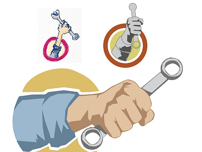 Sketch To Final hand logo propaganda vector wrench