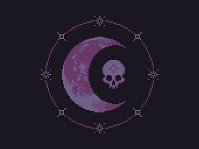 Celestial Moon Design | Pixel Art 8bit celestial dark halloween magic magical moon occult pixel pixel art skull space spooky stars witch witchy