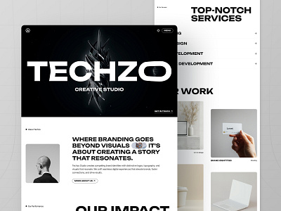 Techzo Modern Web Design for IT Agencies agency agency website company creative creative studio design digital agency digital marketing digital studio framer grabui it landing page minimalist modern portfolio seo ui ux webflow