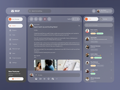 Mail Service Management App dashboard design email glassmorphism mail ui web design website