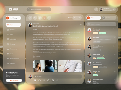 Mail Service Management App dashboard design email glassmorphism mail ui web design website
