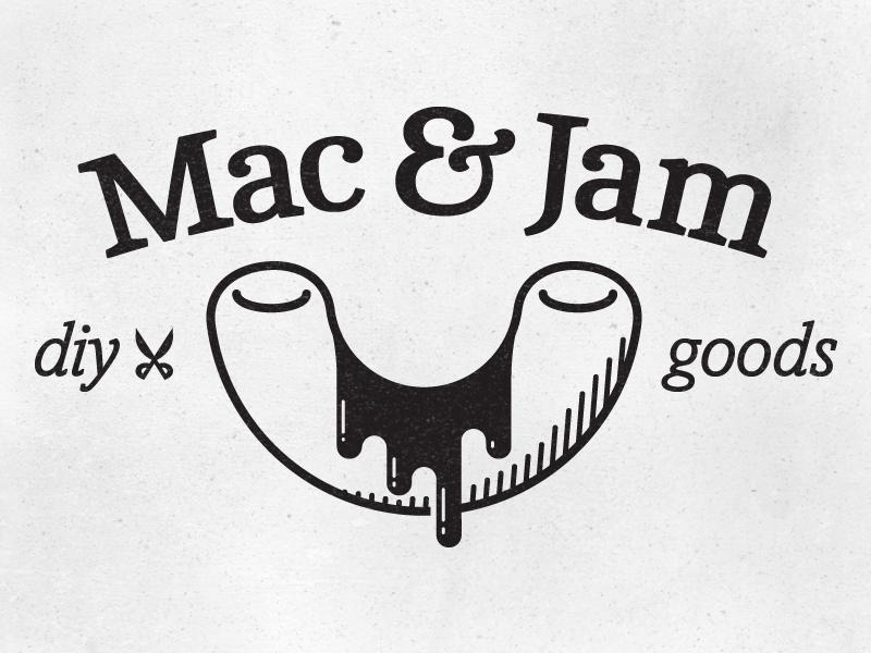 Mac & Jam Logo ampersand diy do it yourself goods illustration jam logo mac mark one color scissors seal stamp