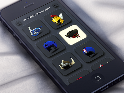 Game UI Design - Choose Your Helmet design game game designers gui helmet helmets iphone ui