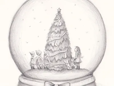 Snow Globe christmas illustration pencil