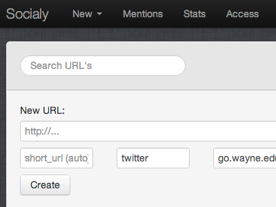 Short URL creator in Wayne State Socialy highered interface socialmedia
