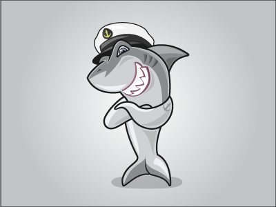 Captain Shark Maskot cartoon illustration mascot shark vector