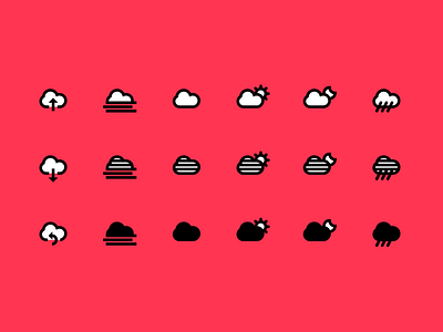 Weather black cloud cloudy dark day default fog icons night rain red reduced schematic sun weather white
